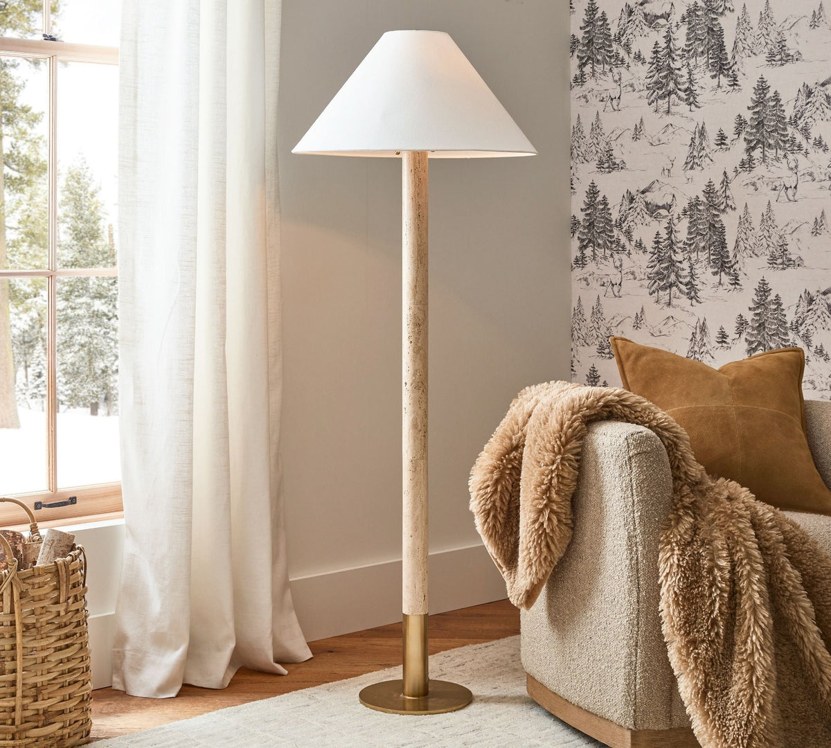 Vesperiel Travertine Floor Lamp