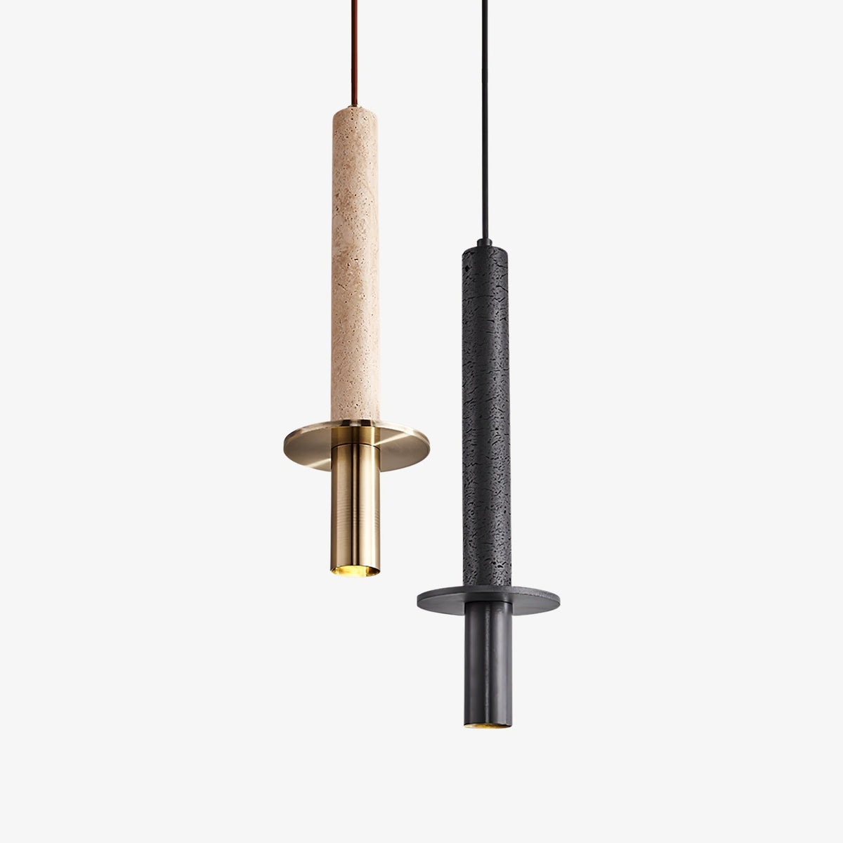 Valanise Dual Cylinder Travertine Pendant Light