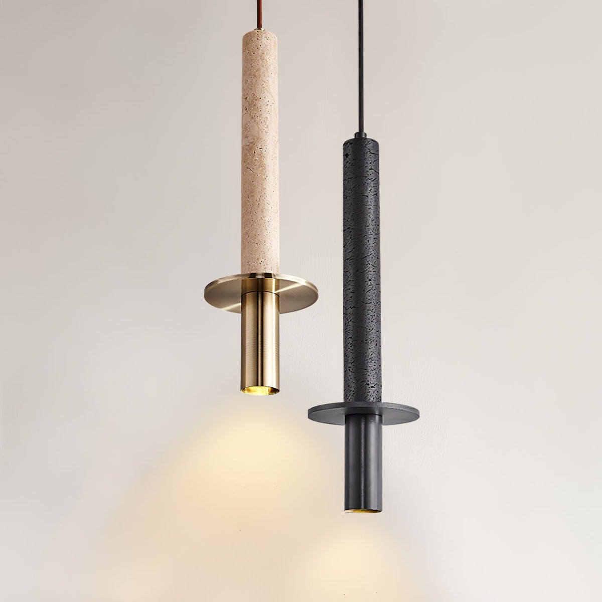 Valanise Dual Cylinder Travertine Pendant Light