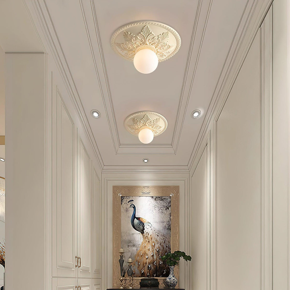 Ceiling Light Resin Canopy Glass Globe Classic Ornate