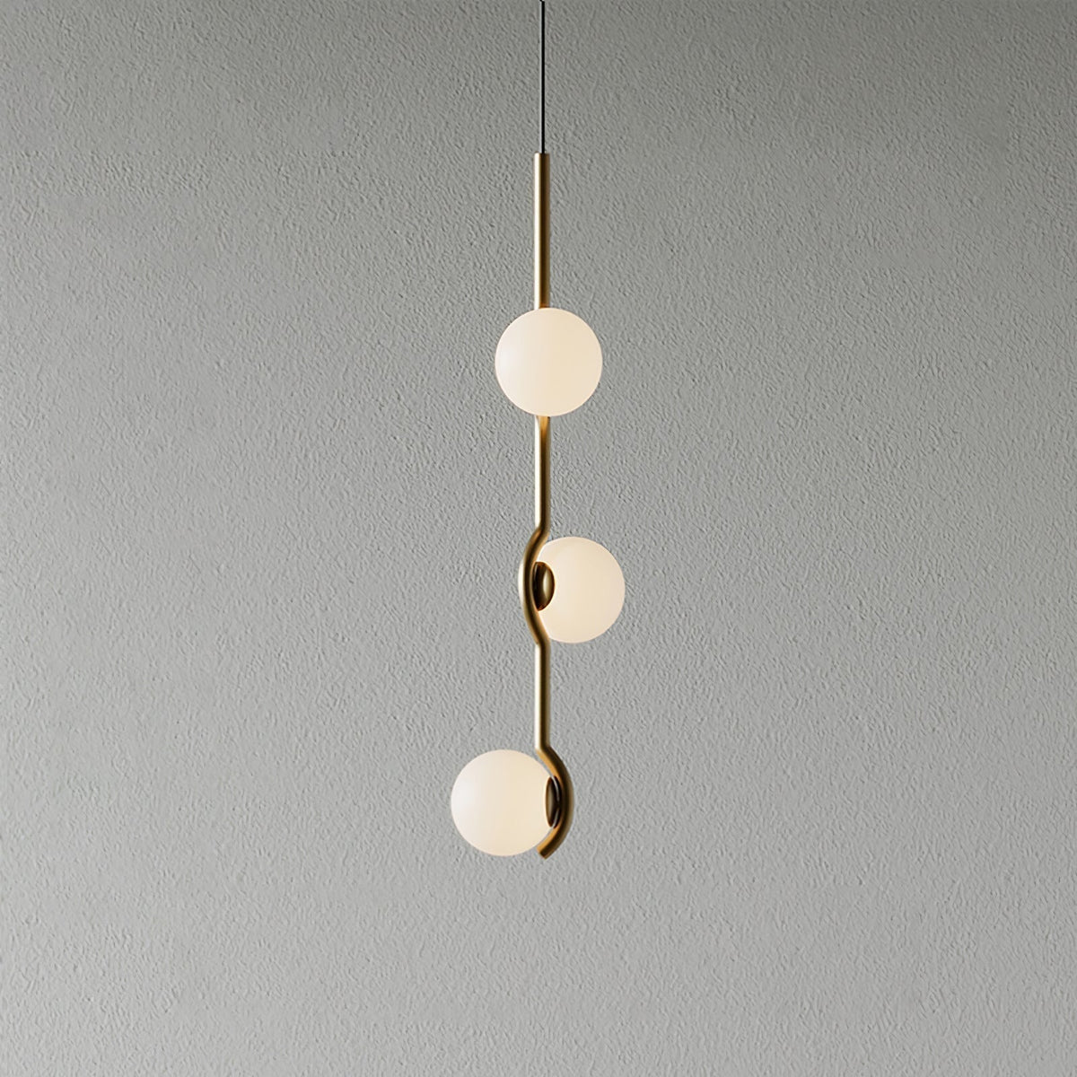 Elvian Chandelier White Globe Brass Minimalist