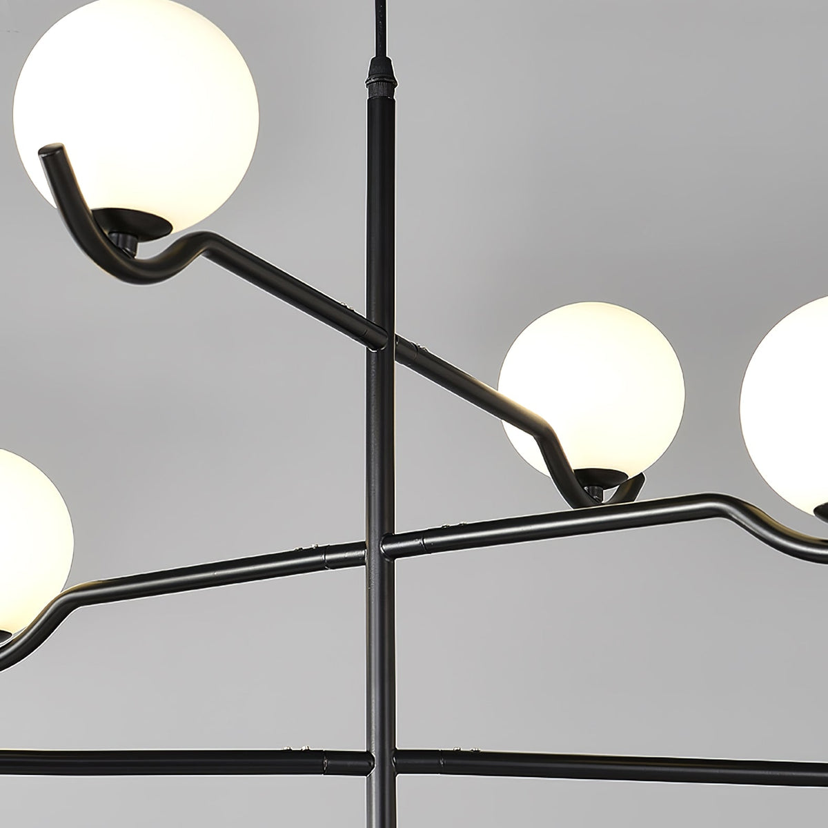Elvian Chandelier White Globe Brass Minimalist