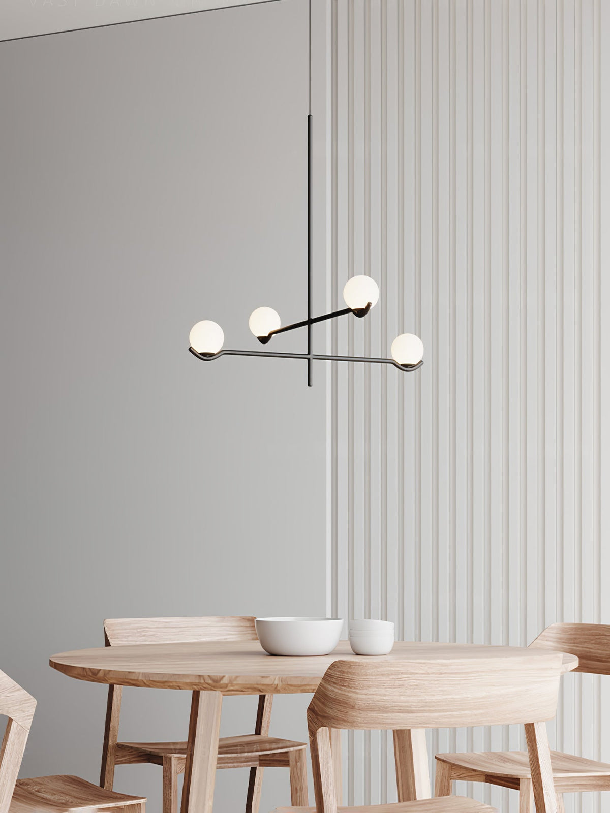 Elvian Chandelier White Globe Brass Minimalist