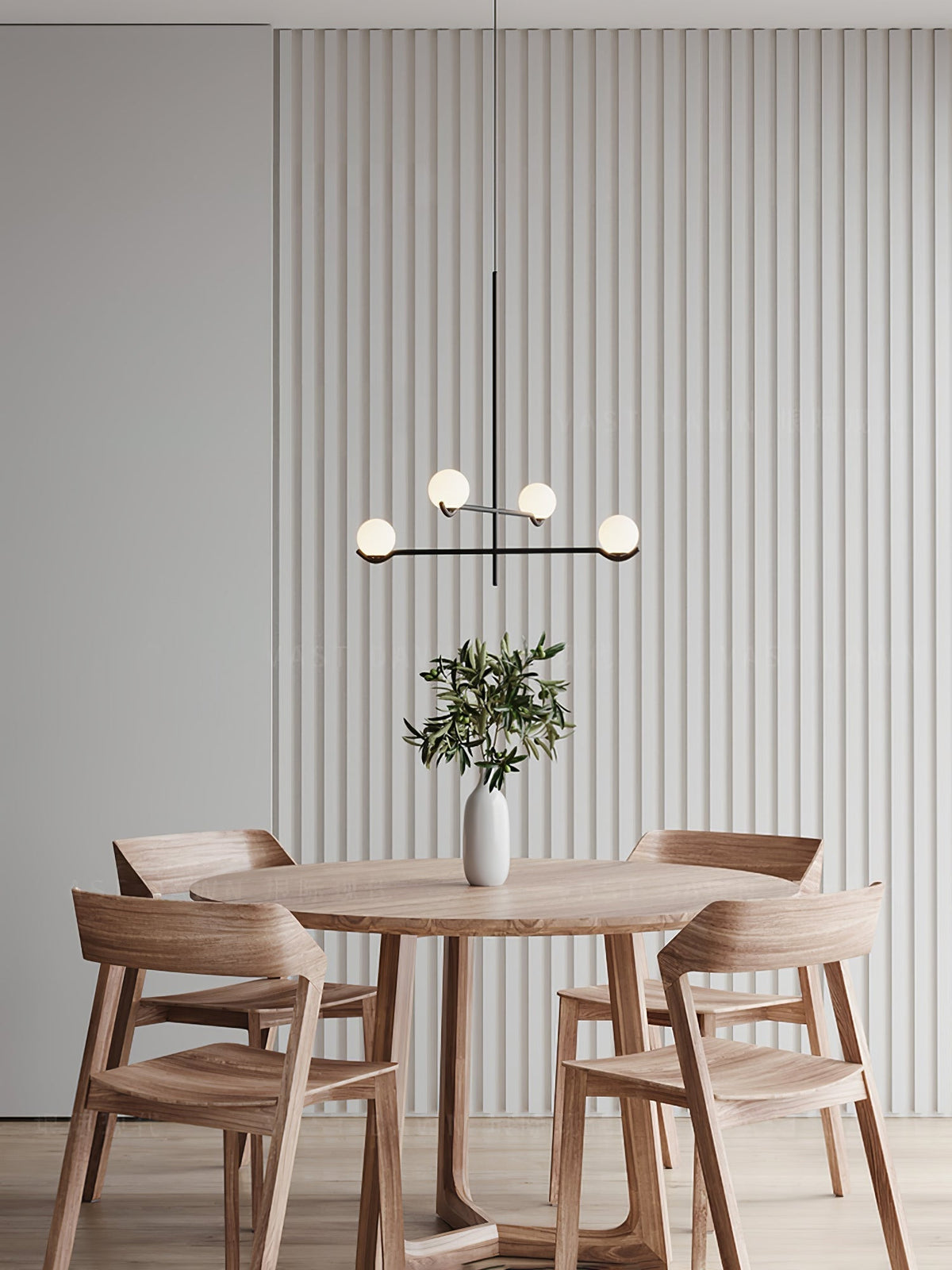 Elvian Chandelier White Globe Brass Minimalist