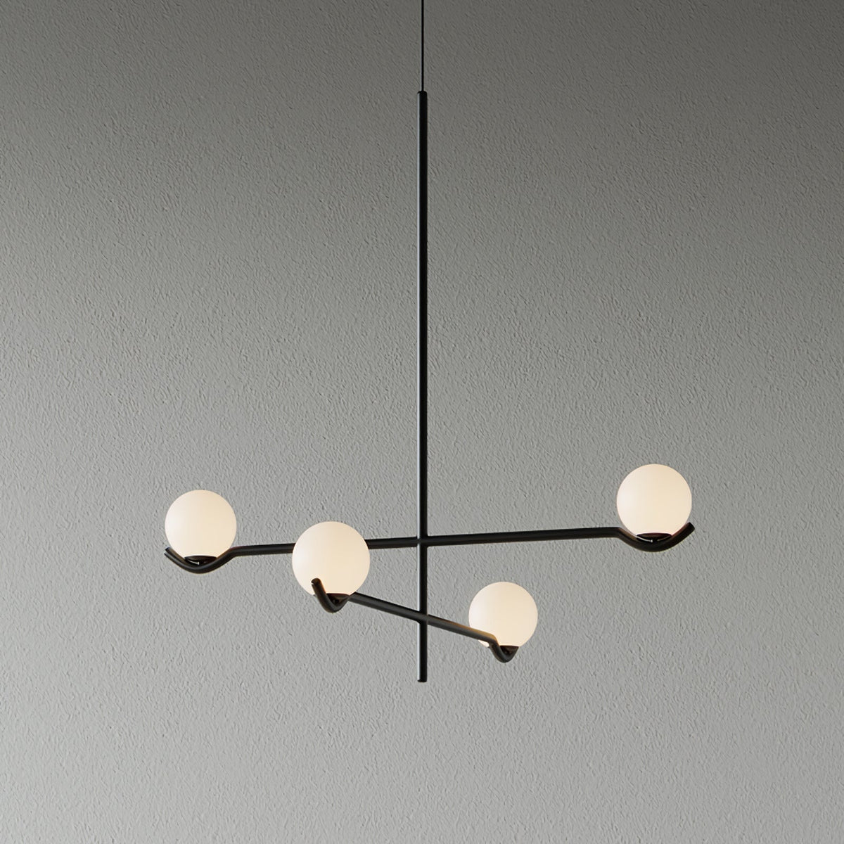 Elvian Chandelier White Globe Brass Minimalist