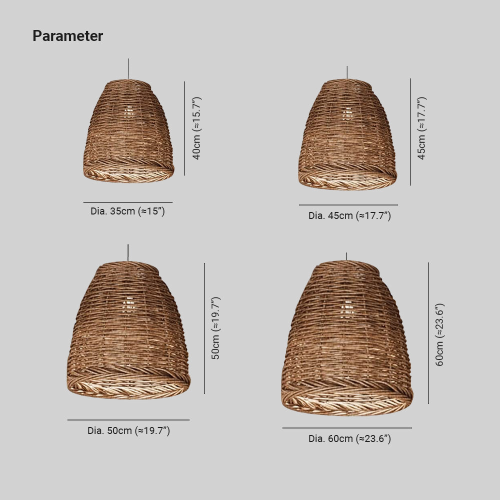 Kutegedo Vintage Rustic LED Pendant Light Rattan Living Room Bedroom