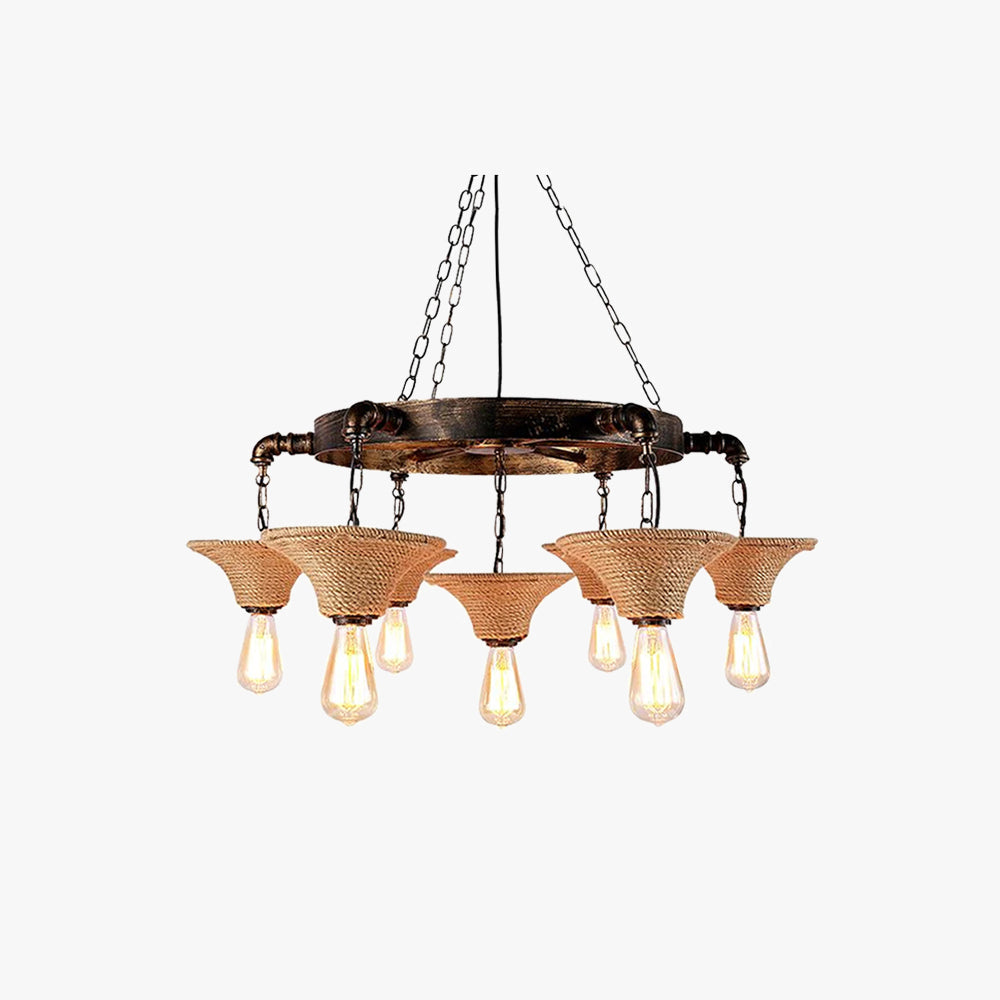 Gogudel Industrial Creativity Chandelier Rust Metal/Rope Bar/Restaurant