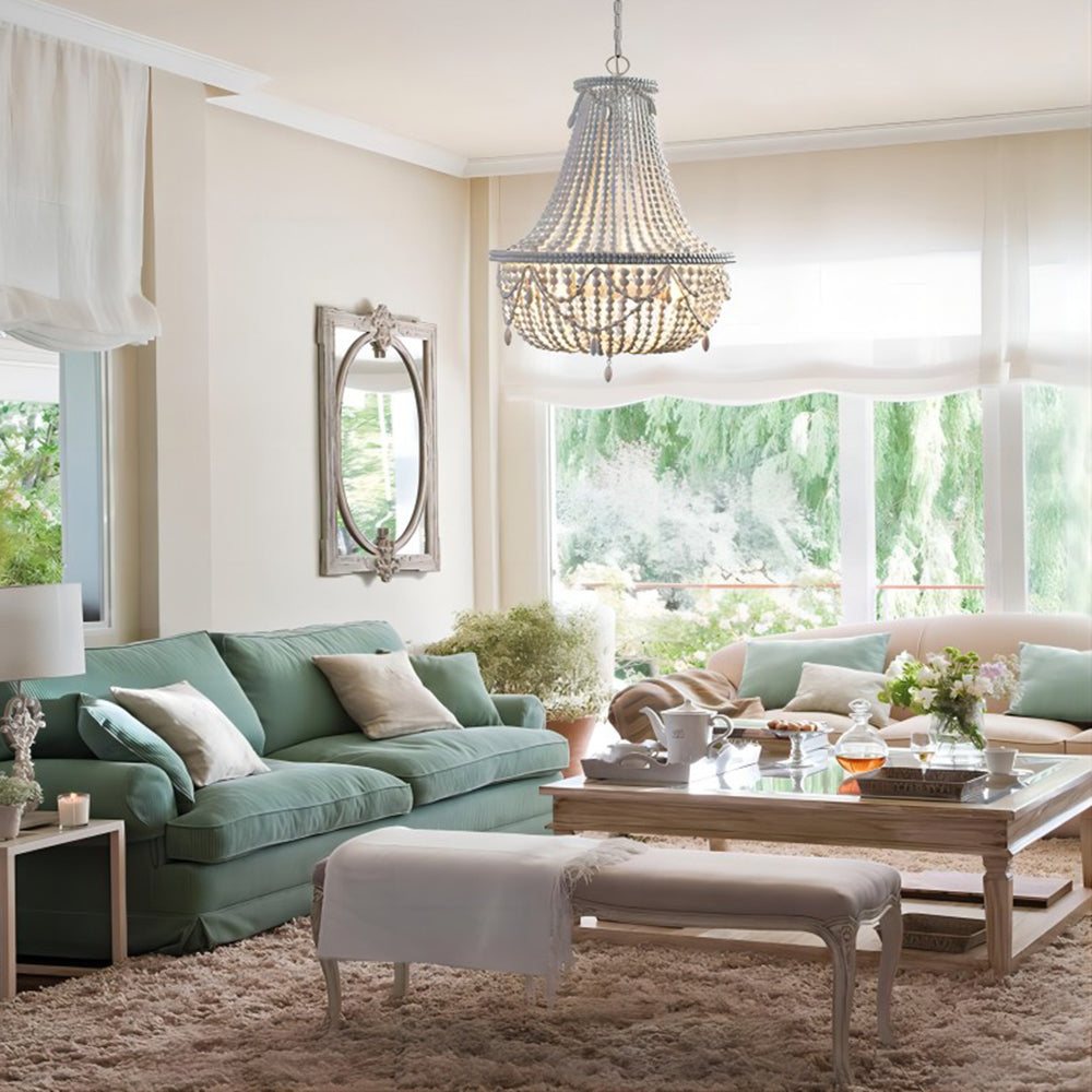 Kimoved Retro Luxury Atmosphere Metal/Wood Pendant Light, Old White