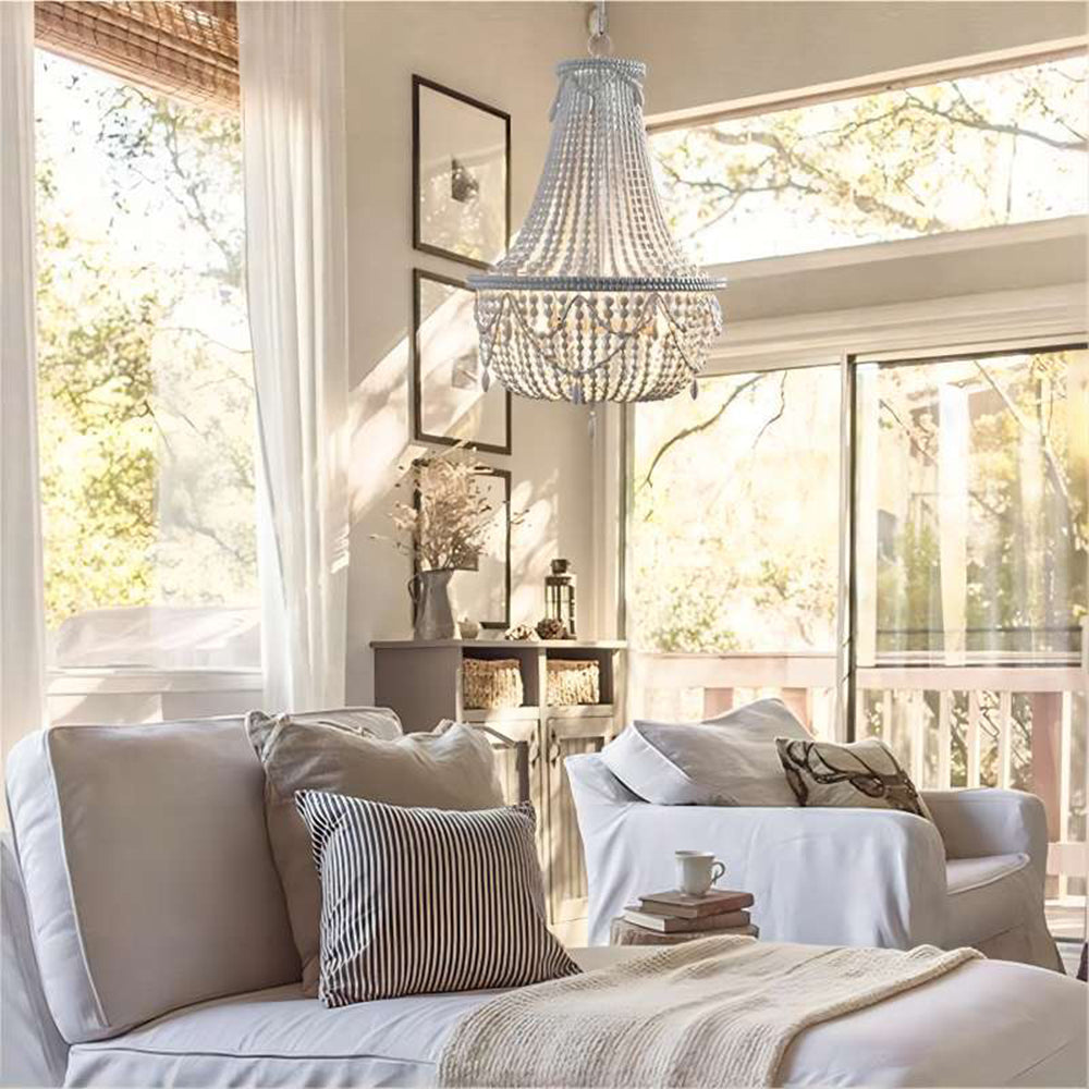Kimoved Retro Luxury Atmosphere Metal/Wood Pendant Light, Old White