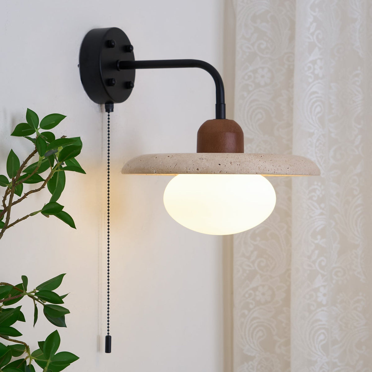 Tavivette Travertine Wall Light Pull Chain Switch