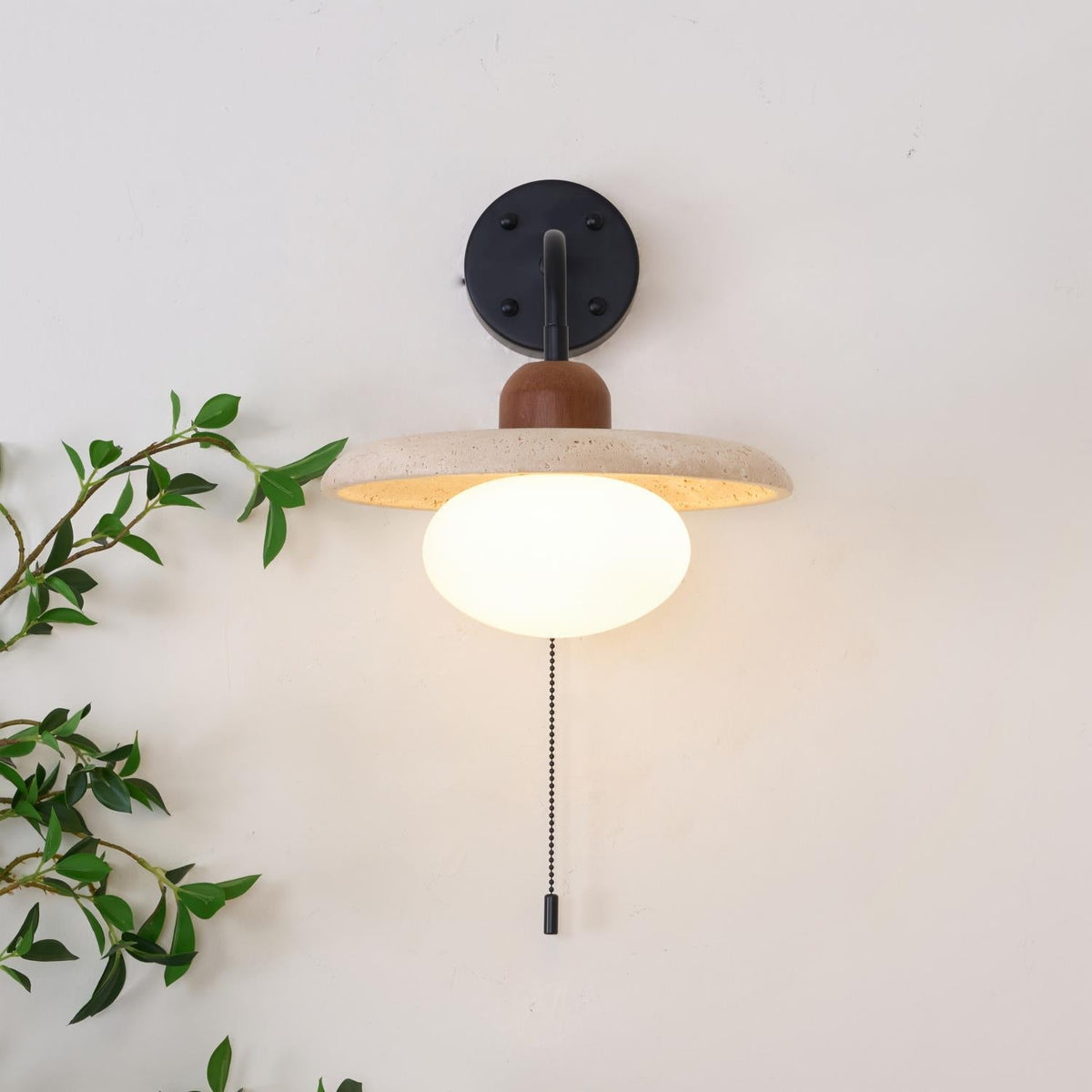 Tavivette Travertine Wall Light Pull Chain Switch