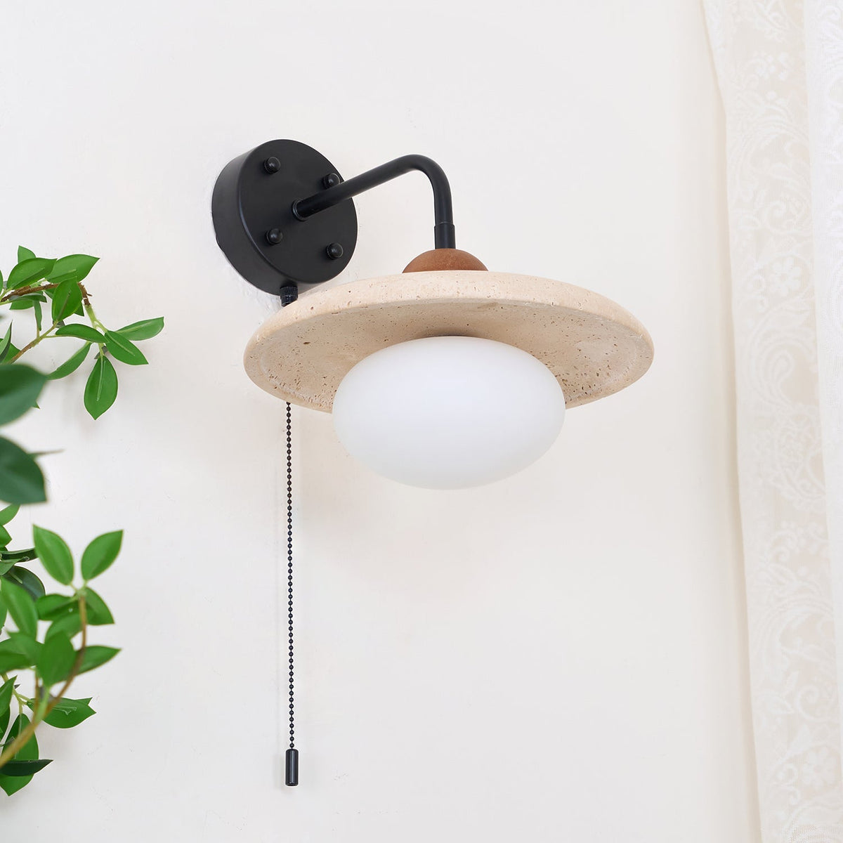 Tavivette Travertine Wall Light Pull Chain Switch