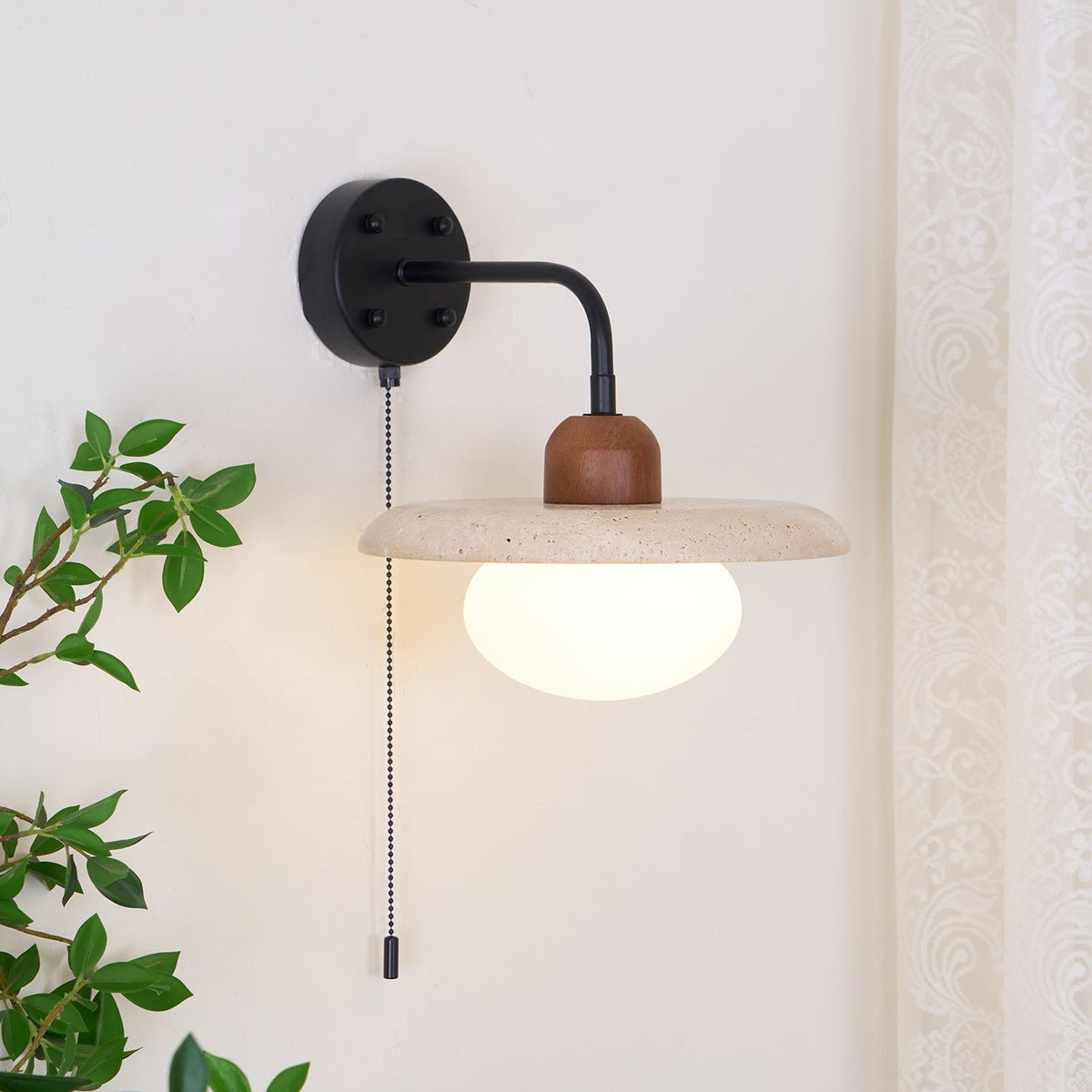 Tavivette Travertine Wall Light Pull Chain Switch