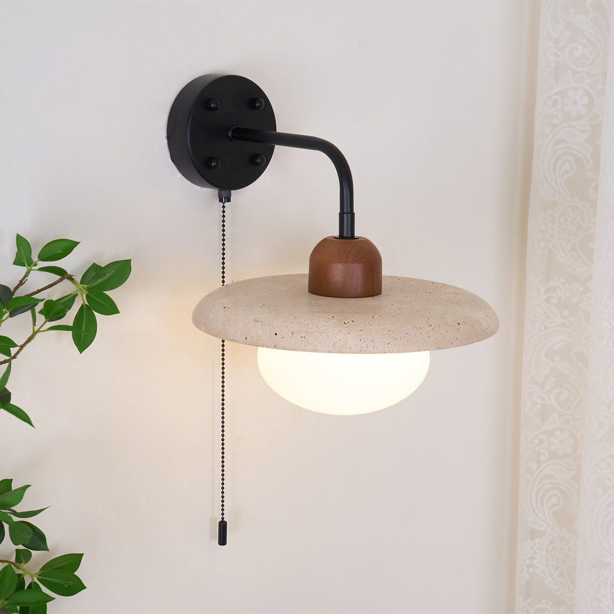 Tavivette Travertine Wall Light Pull Chain Switch