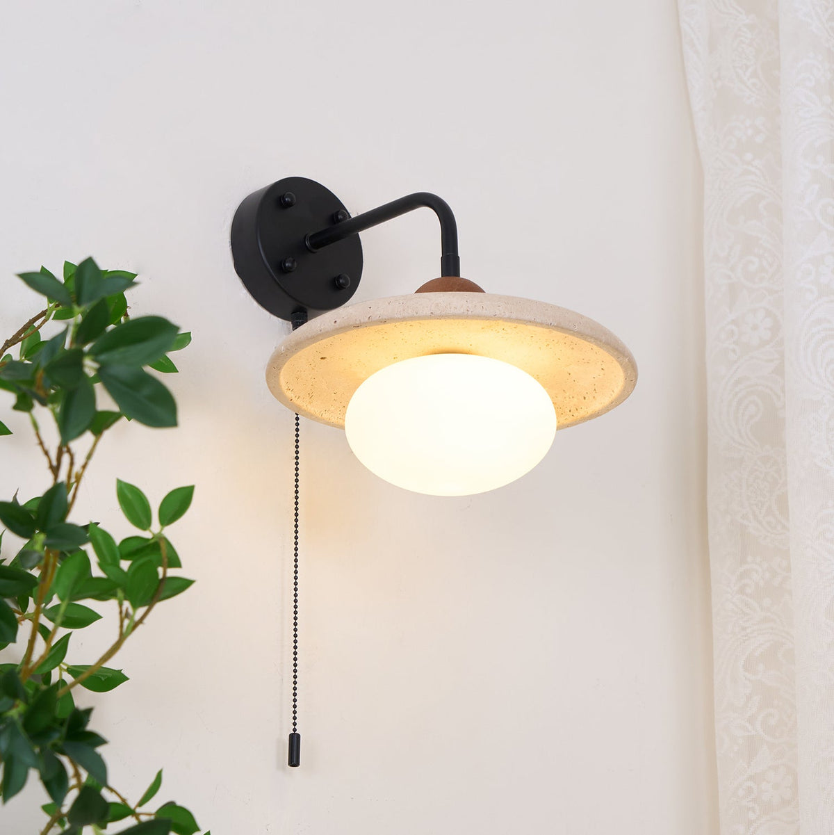 Tavivette Travertine Wall Light Pull Chain Switch
