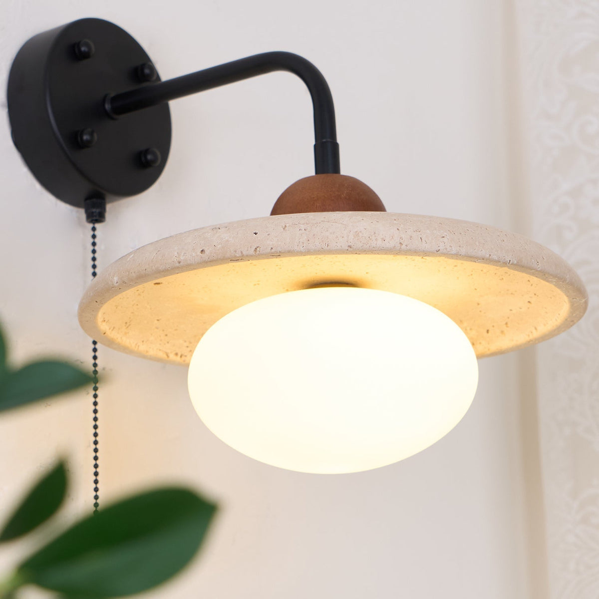 Tavivette Travertine Wall Light Pull Chain Switch