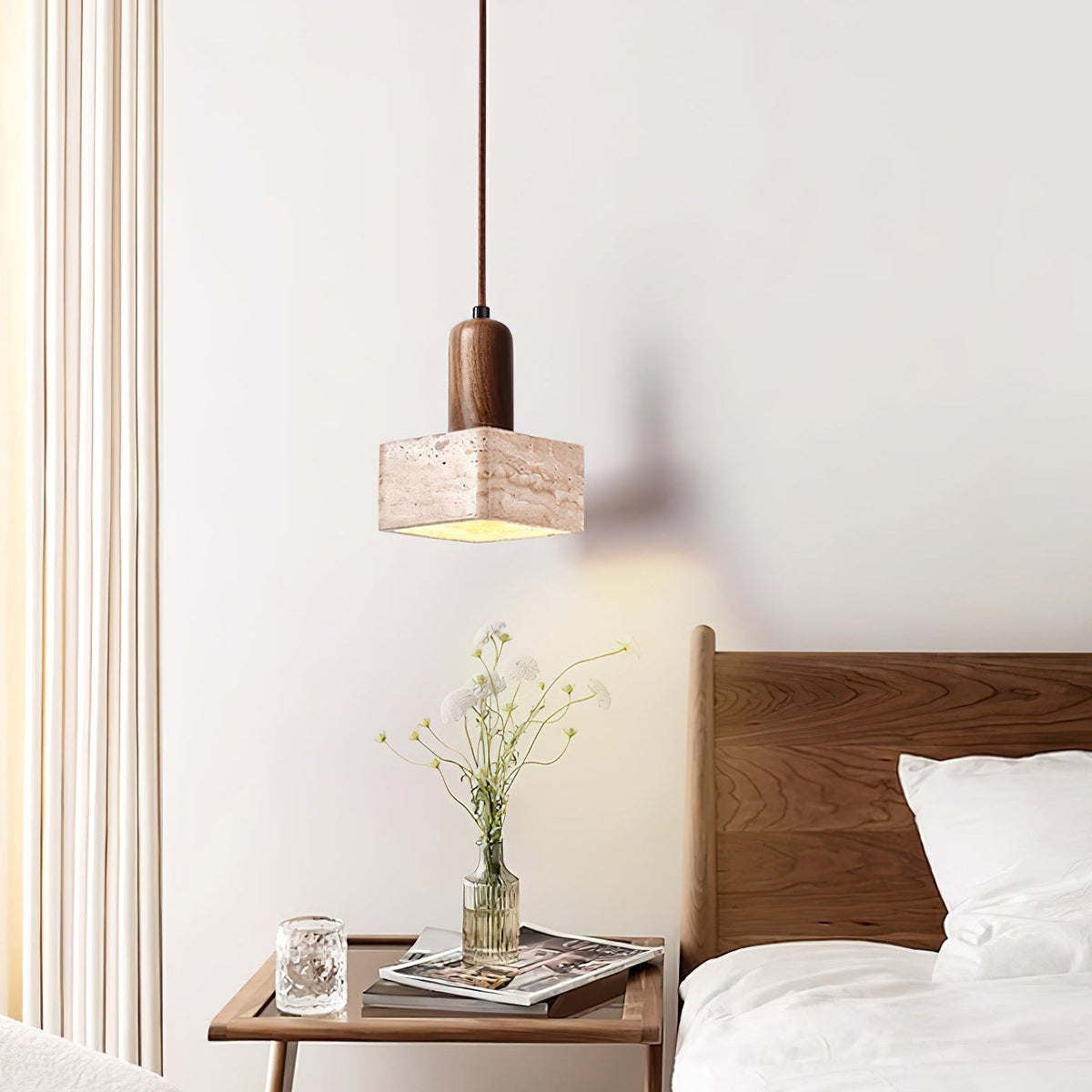 Lava Square Travertine Pendant Light