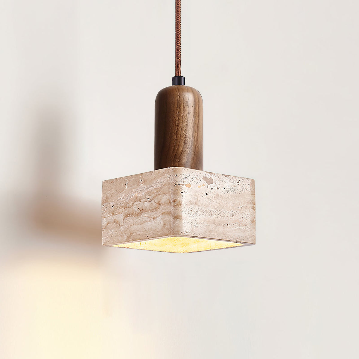Lava Square Travertine Pendant Light