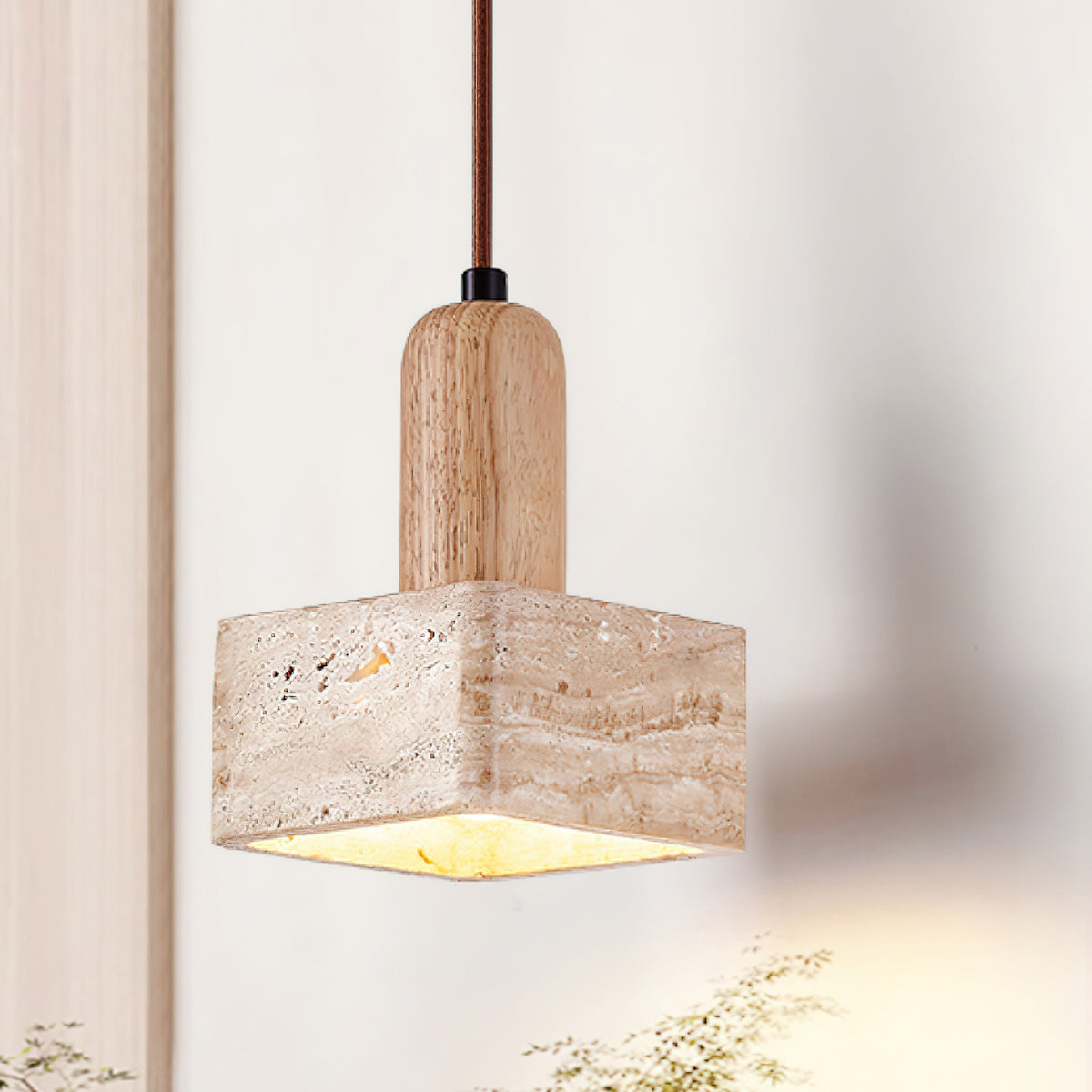 Lava Square Travertine Pendant Light