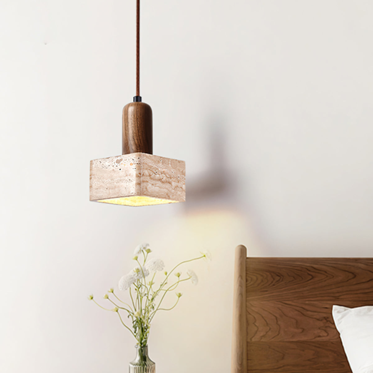 Lava Square Travertine Pendant Light