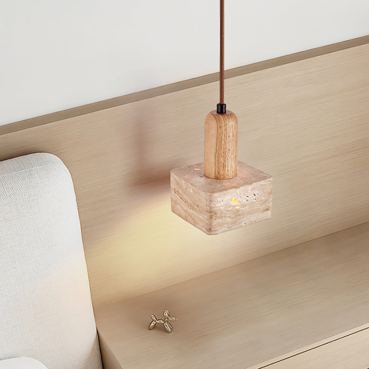 Lava Square Travertine Pendant Light