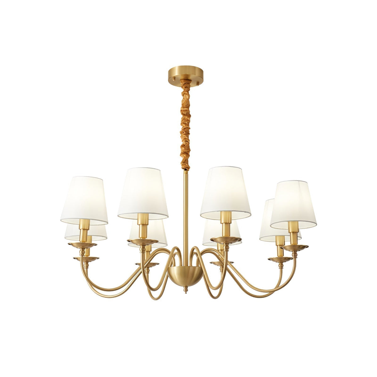 Codomet Vintage LED Metal Brass Multi Fabric White Lampshade Bedroom Living Room Pendant Light