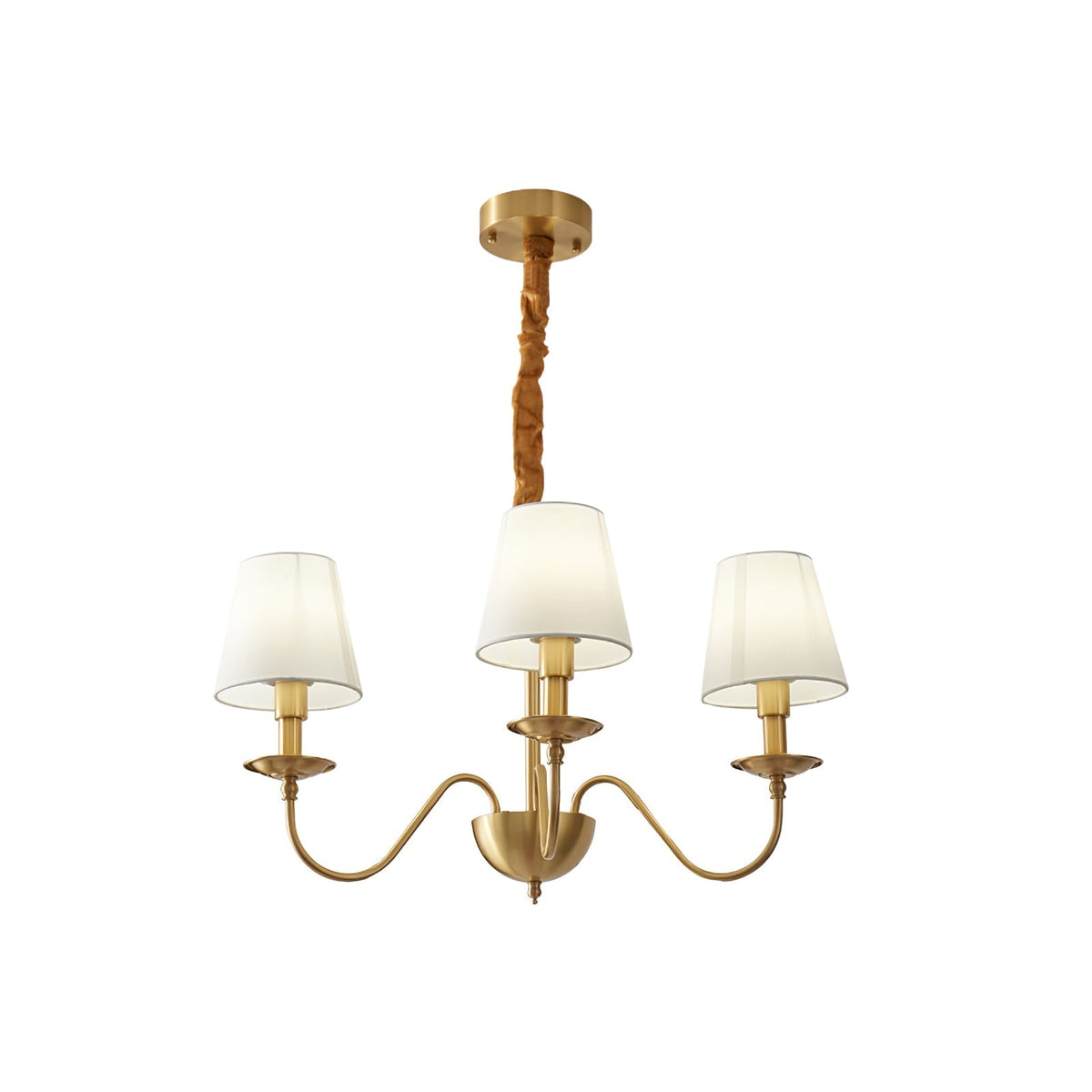 Codomet Vintage LED Metal Brass Multi Fabric White Lampshade Bedroom Living Room Pendant Light