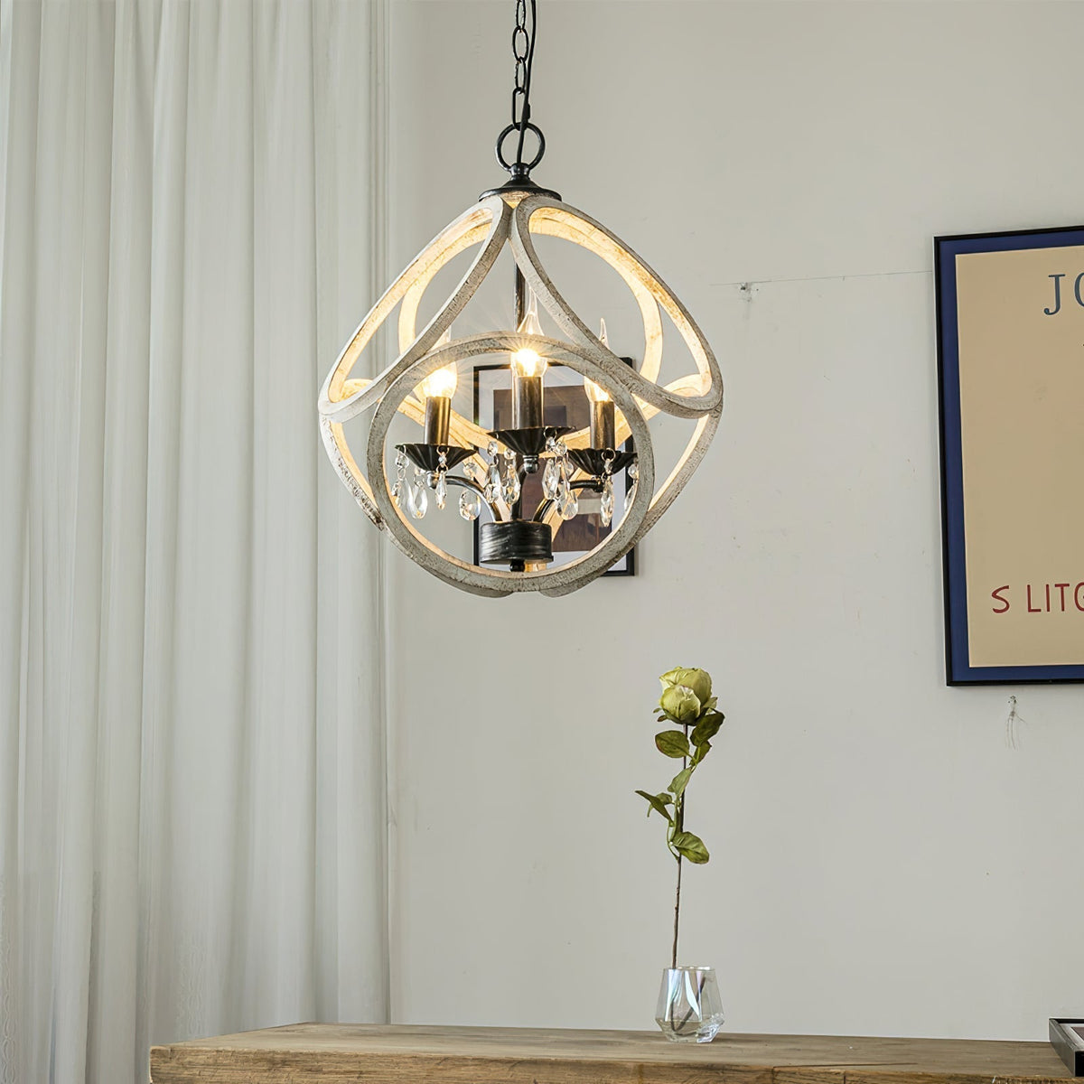 Viraearae Nordic Crystal Wood Pendant Lamp