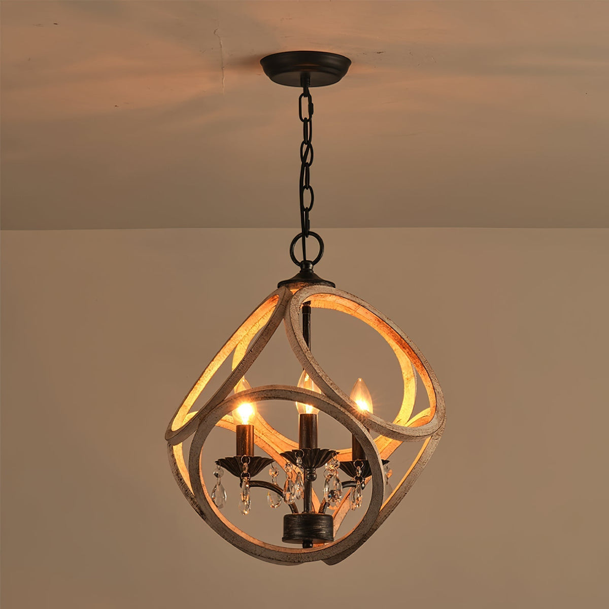 Viraearae Nordic Crystal Wood Pendant Lamp