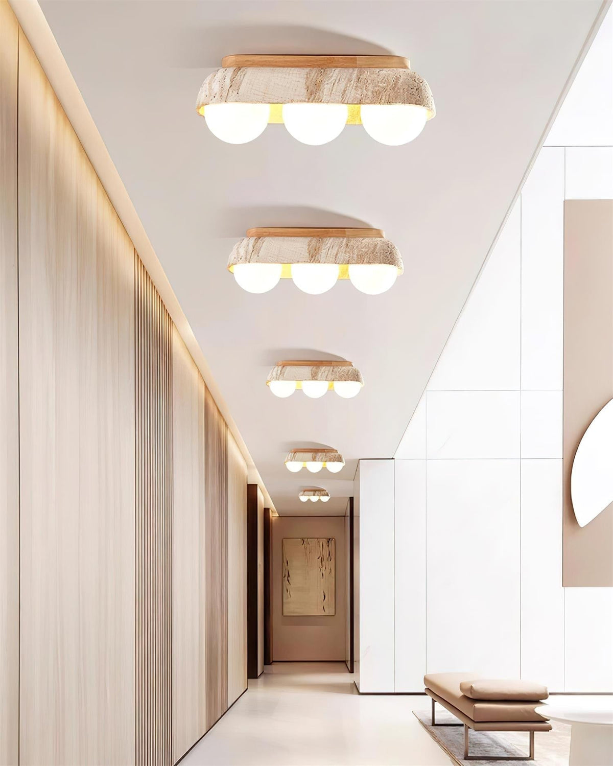 Norelina Ceiling Light Travertine Rectangular
