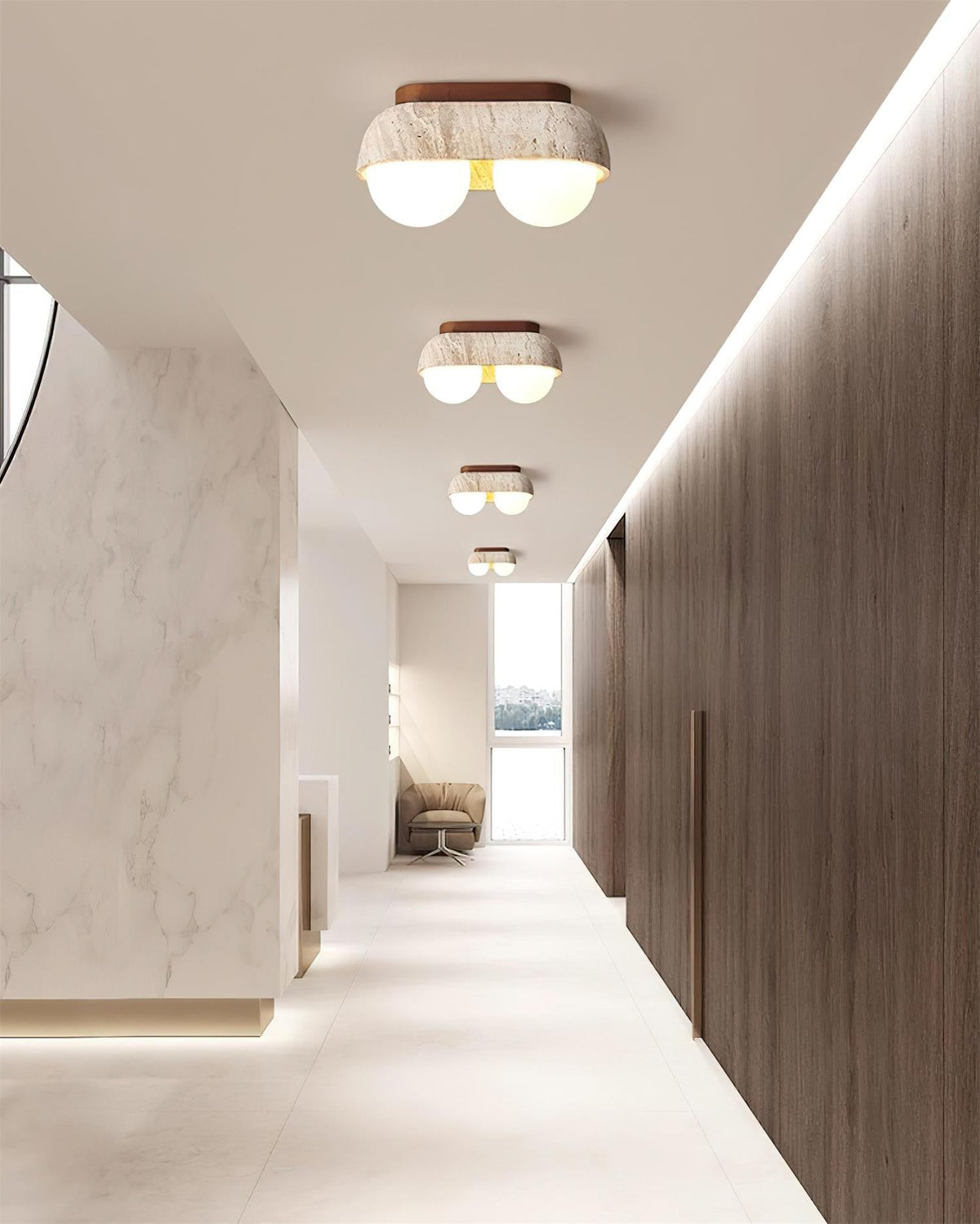 Norelina Ceiling Light Travertine Rectangular