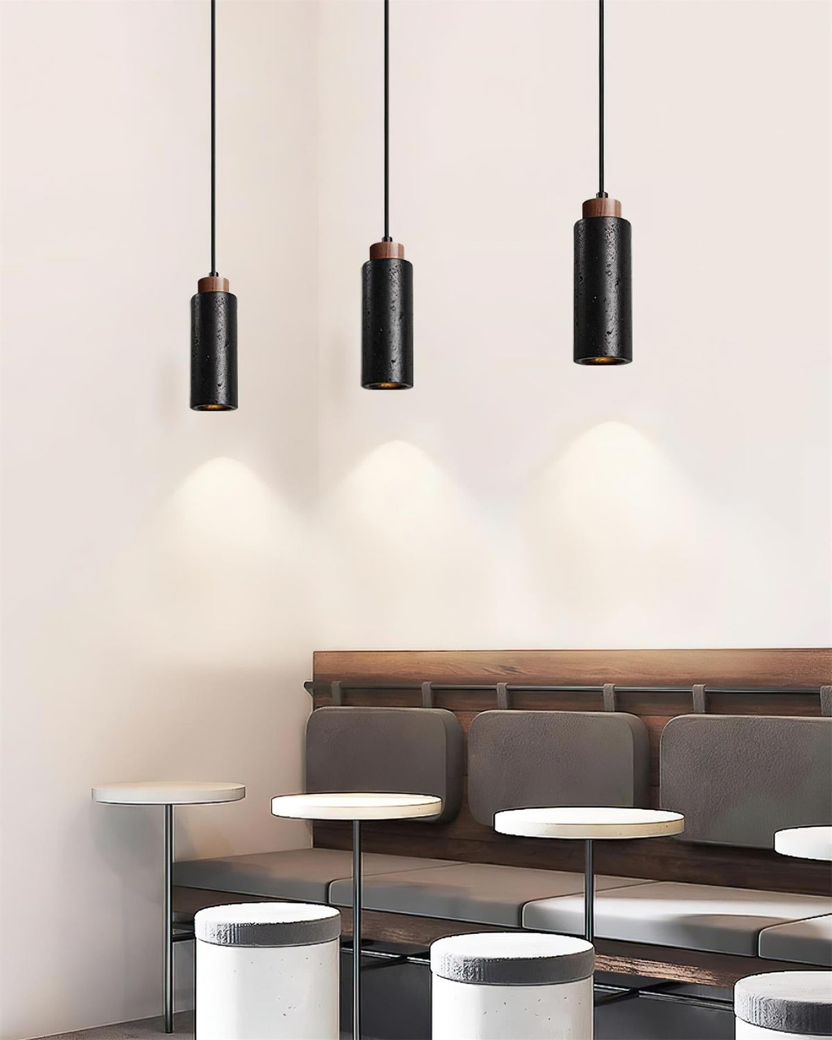 Nerova Pendant Light Travertine Wood Minimalist