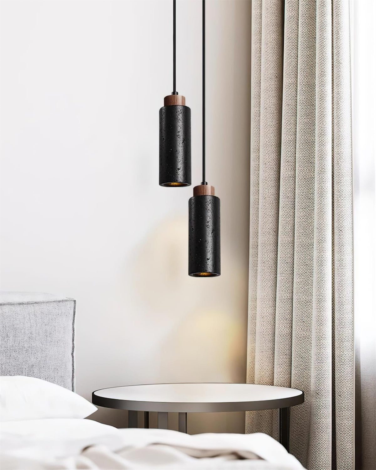 Nerova Pendant Light Travertine Wood Minimalist