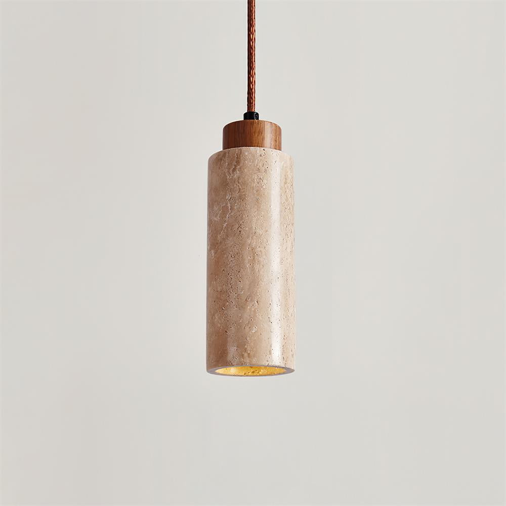 Nerova Pendant Light Travertine Wood Minimalist