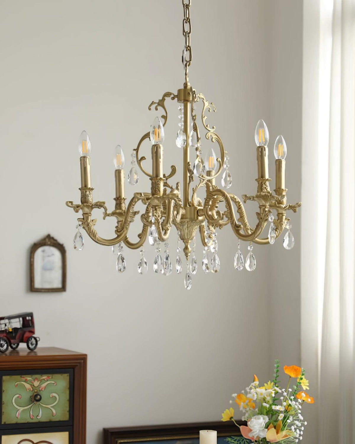 Ella Chandelier Classic Brass Crystal