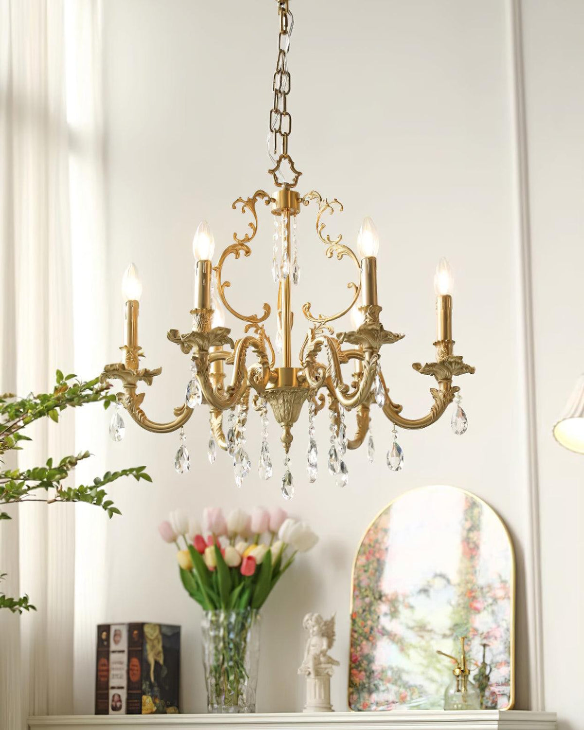 Ella Chandelier Classic Brass Crystal