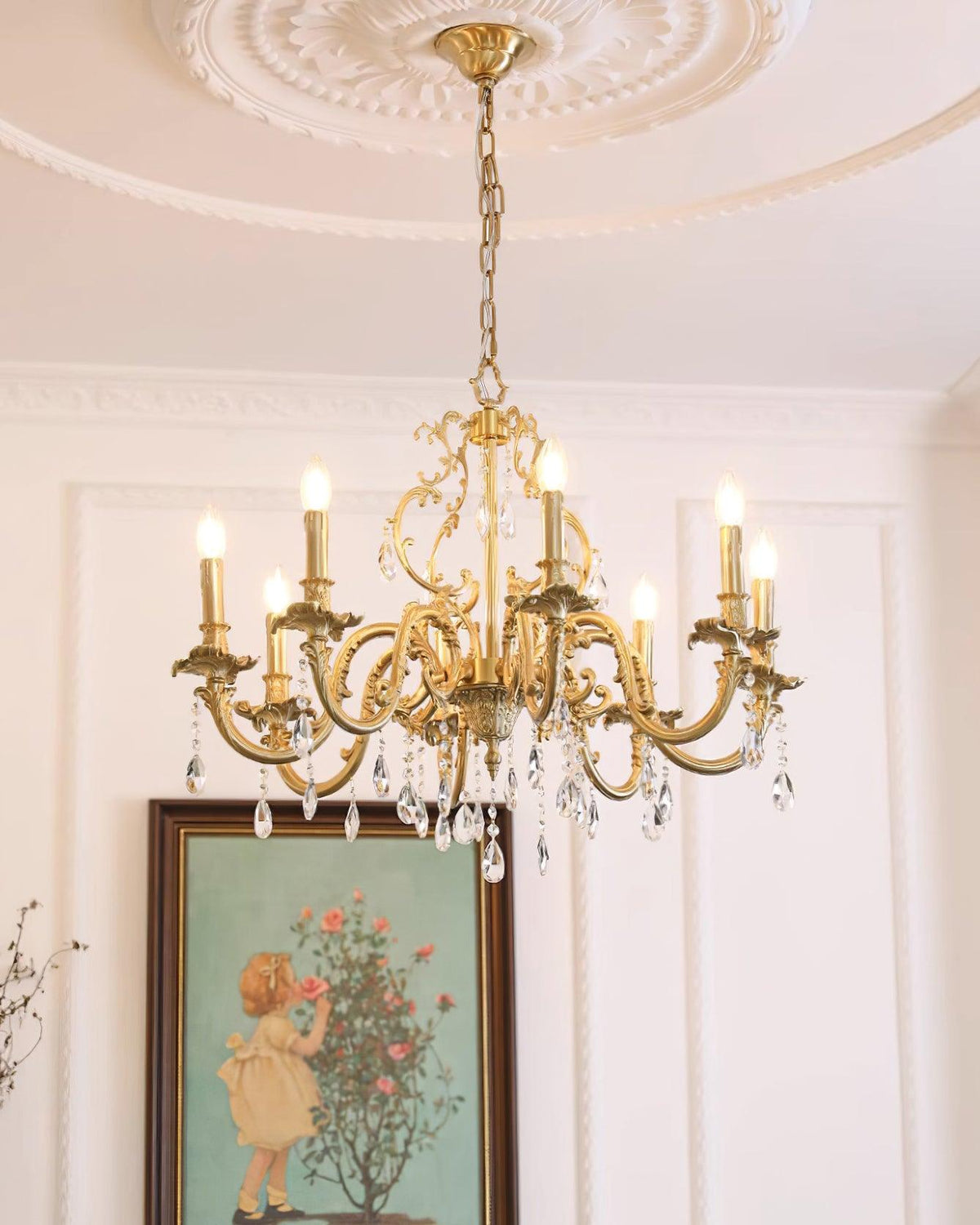 Ella Chandelier Classic Brass Crystal