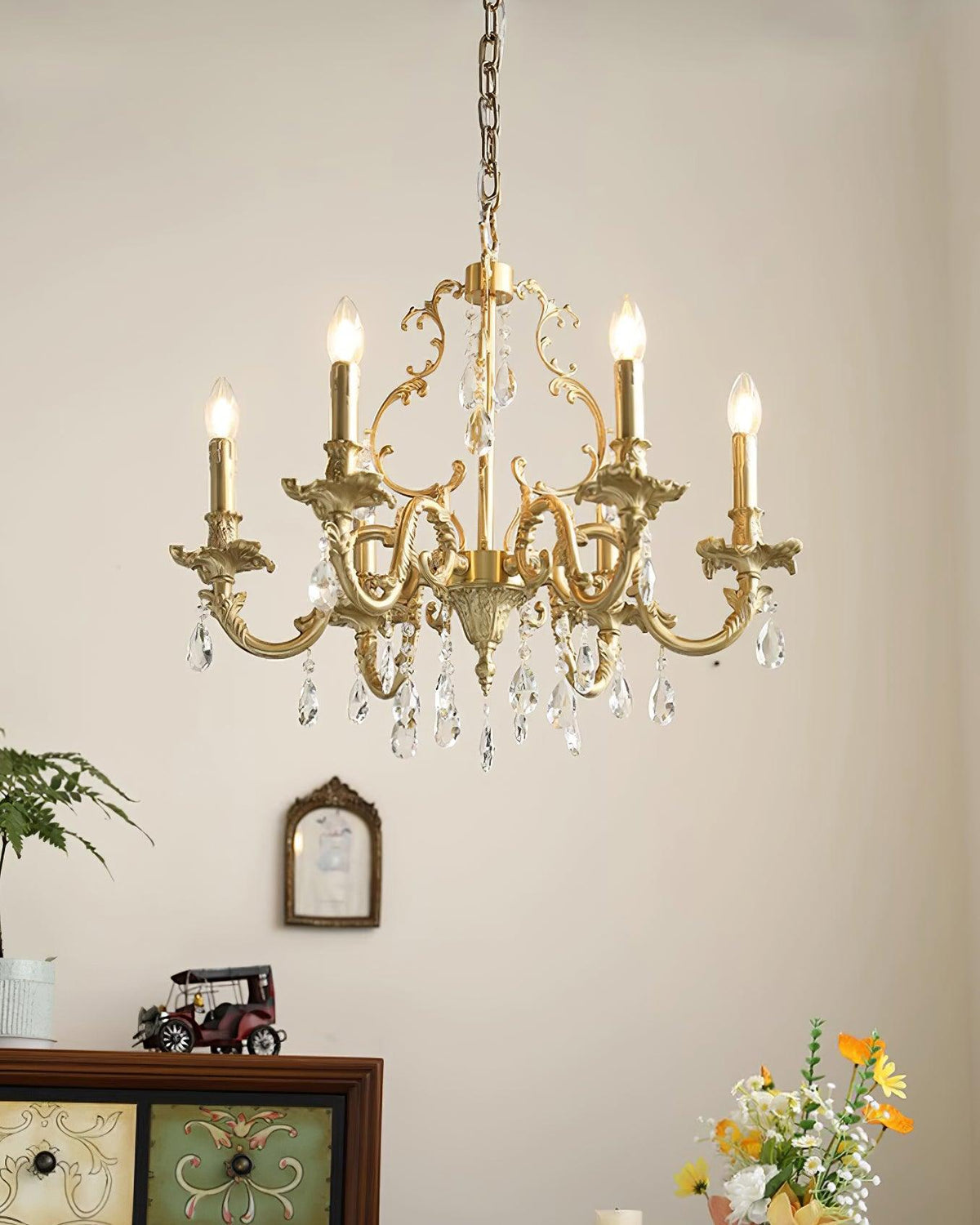 Ella Chandelier Classic Brass Crystal