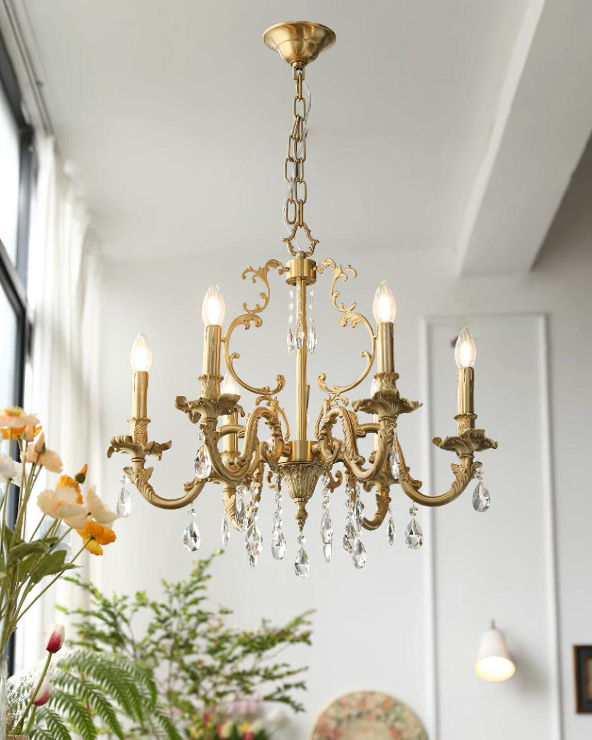 Ella Chandelier Classic Brass Crystal