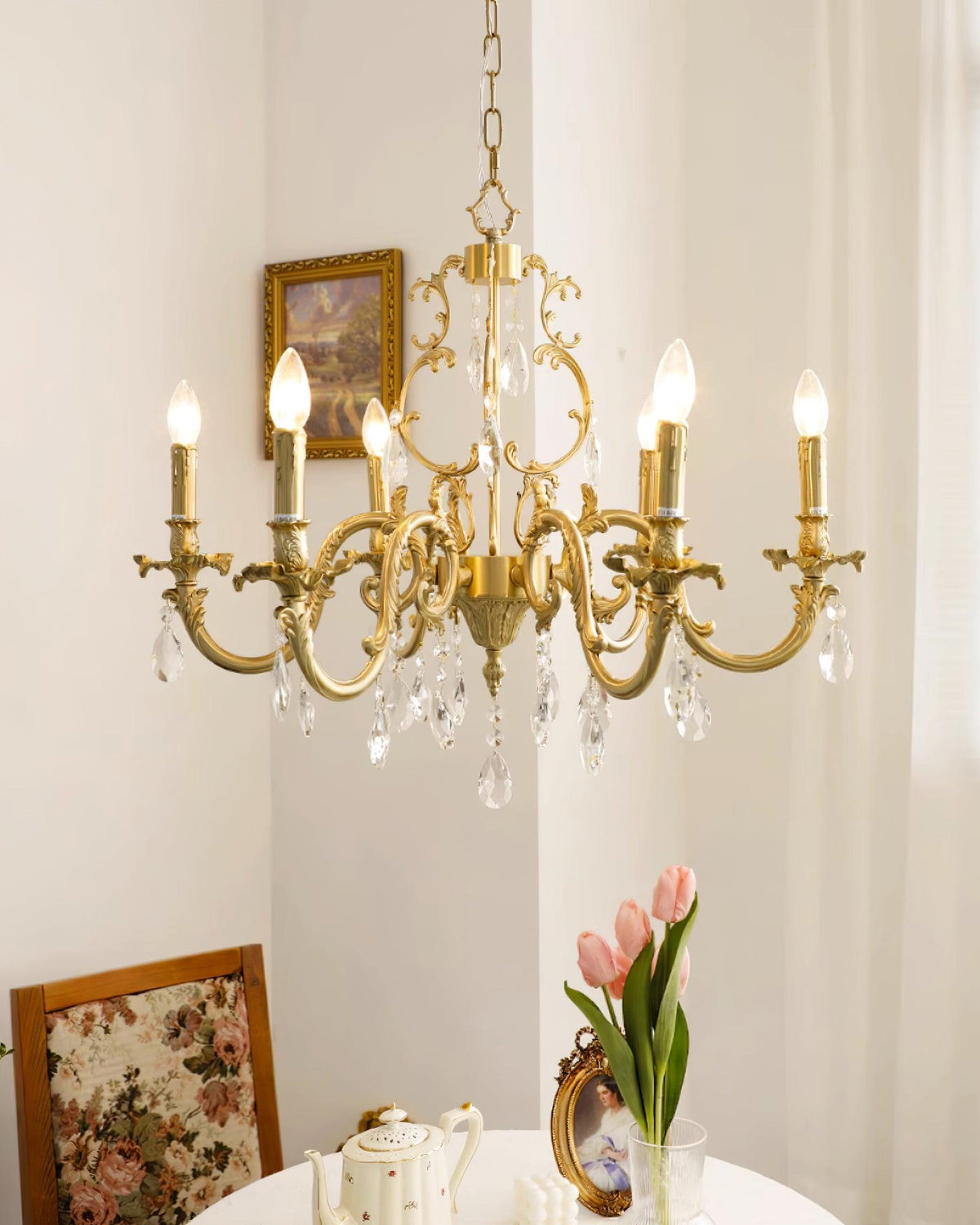 Ella Chandelier Classic Brass Crystal