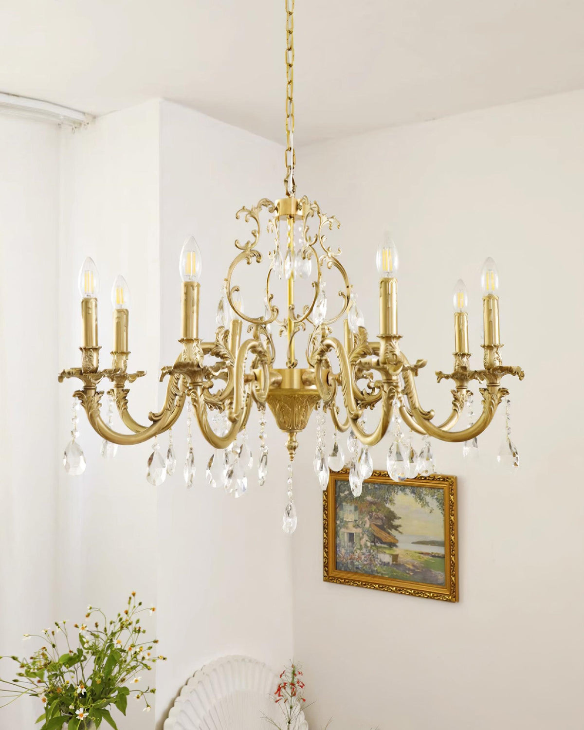 Ella Chandelier Classic Brass Crystal