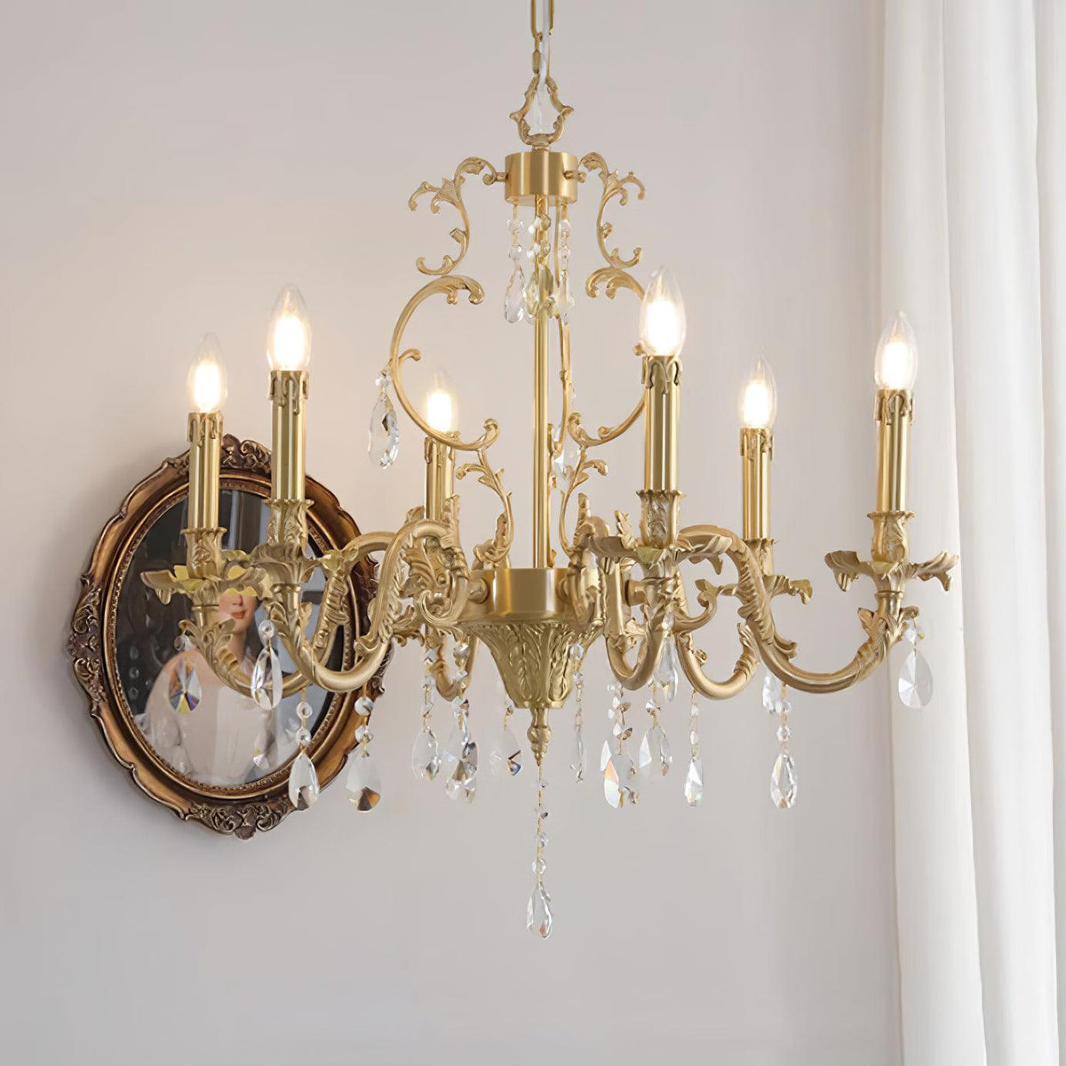 Ella Chandelier Classic Brass Crystal