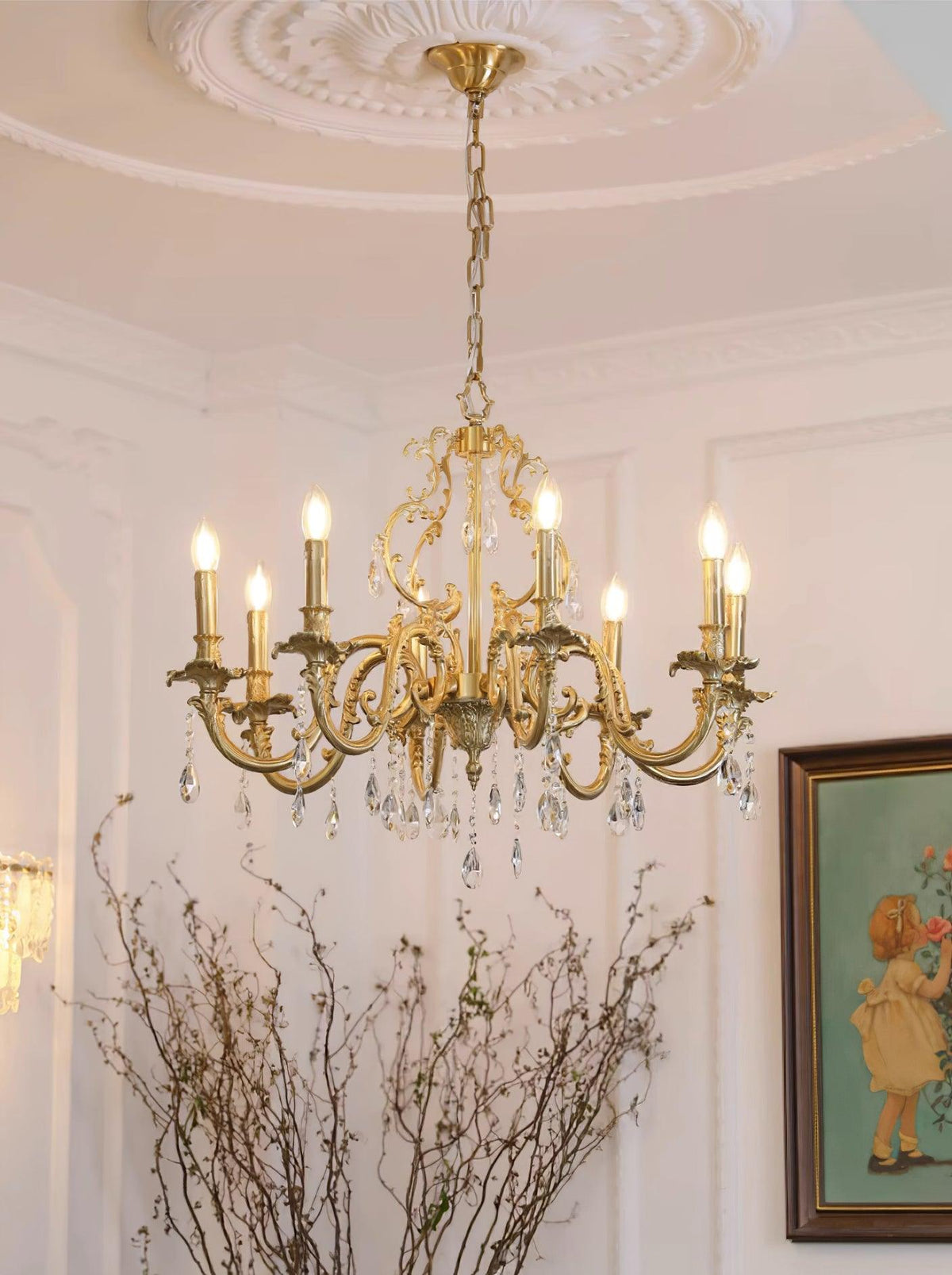 Ella Chandelier Classic Brass Crystal