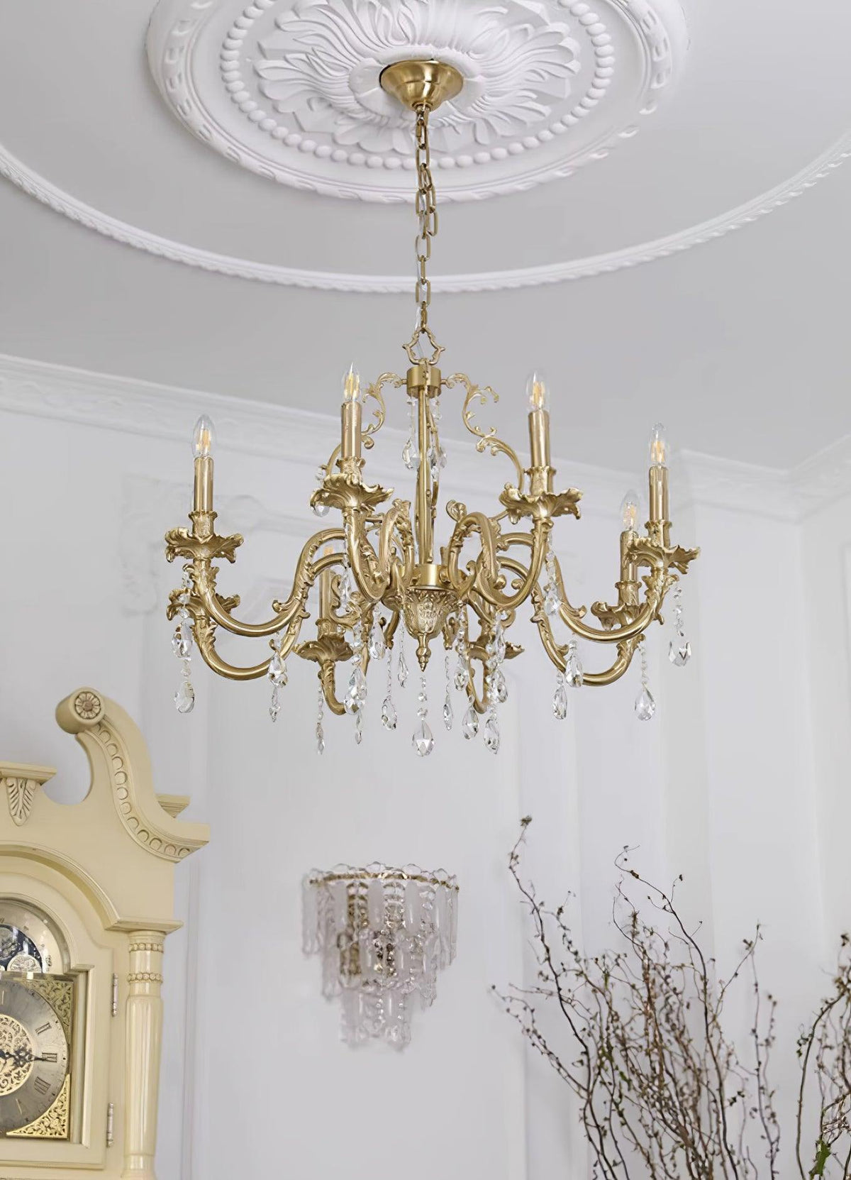 Ella Chandelier Classic Brass Crystal