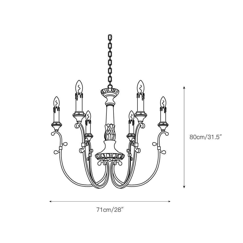 Myphaor Vintage Industrial Hand-carved Wood Chandelier