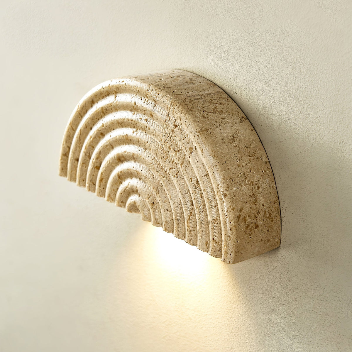 Faro Travertine Half-Moon Wall Lamp