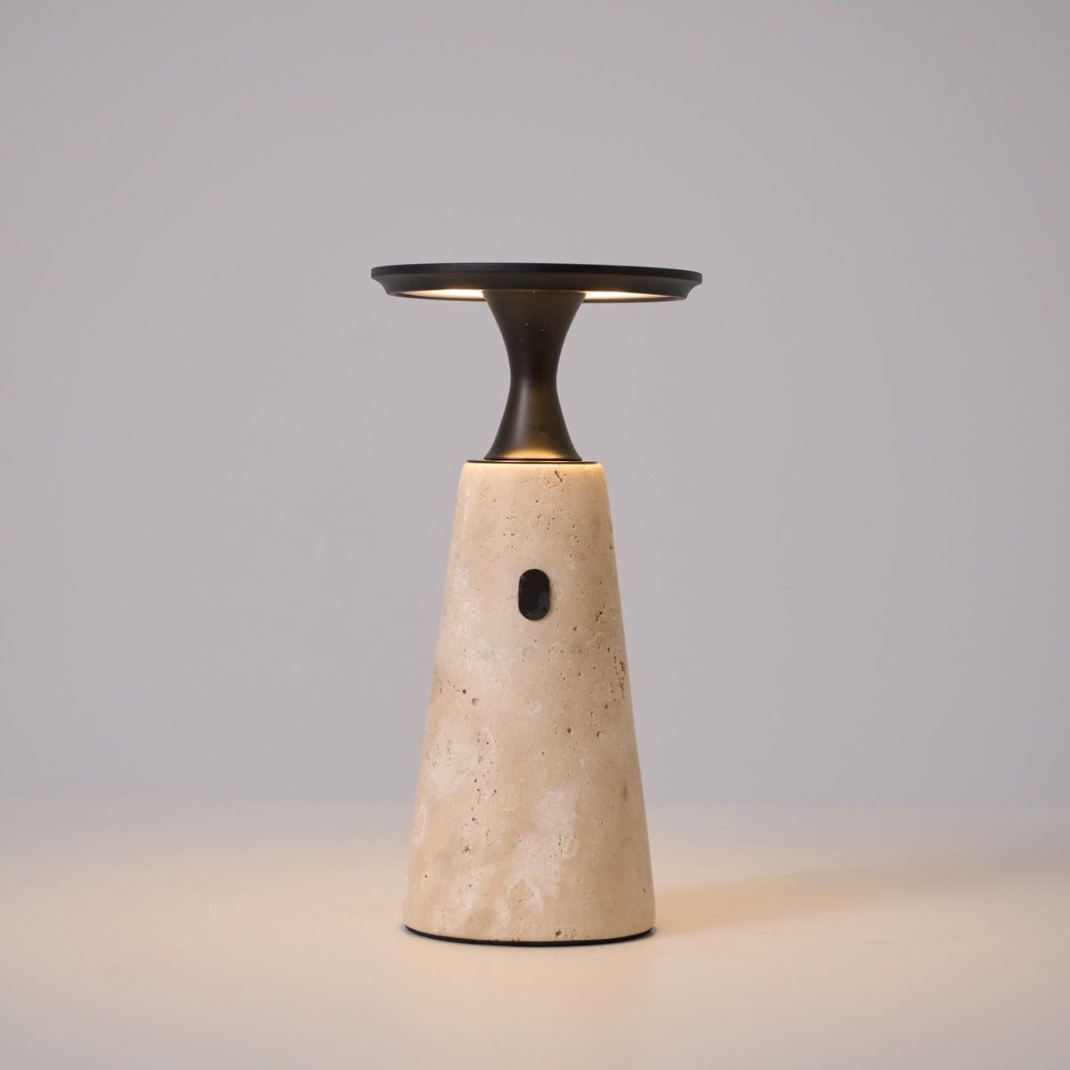 Vespera Sculptural Travertine Table Lamp