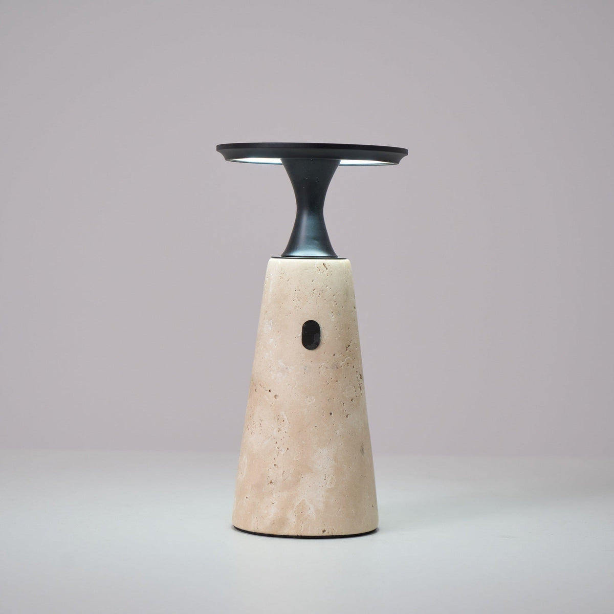 Vespera Sculptural Travertine Table Lamp