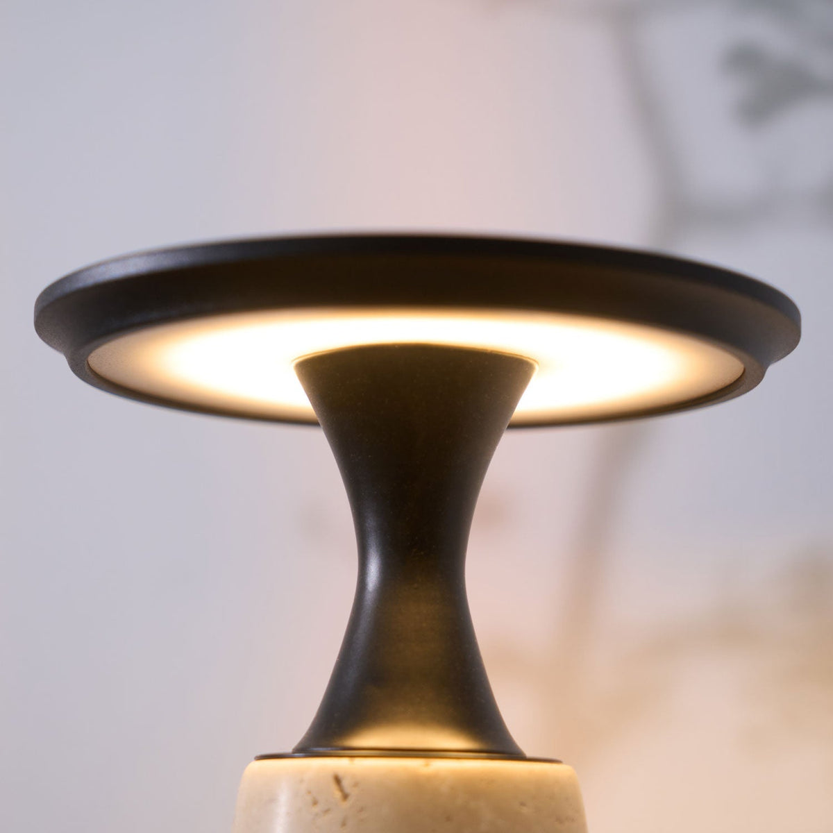 Vespera Sculptural Travertine Table Lamp