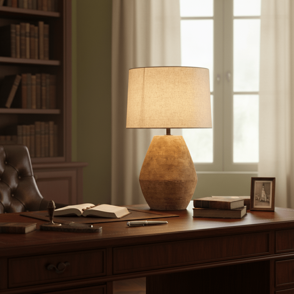 Textured Terracotta Toned Table Lamp